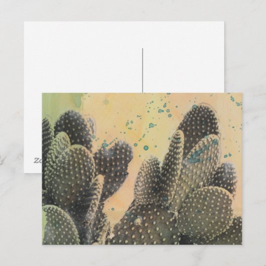 Desert Cactus | Grüner Spritzer Postkarte (Vorne/Hinten)