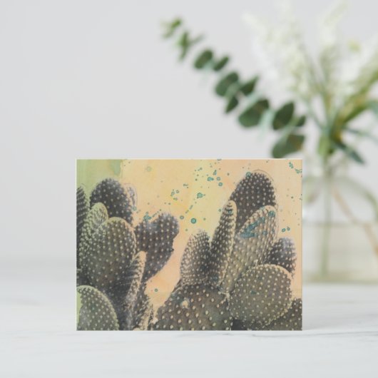 Desert Cactus | Grüner Spritzer Postkarte (Stehend Vorderseite)