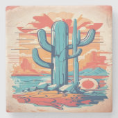 Desert Cactus Illustration Large Steinuntersetzer (Vorderseite)