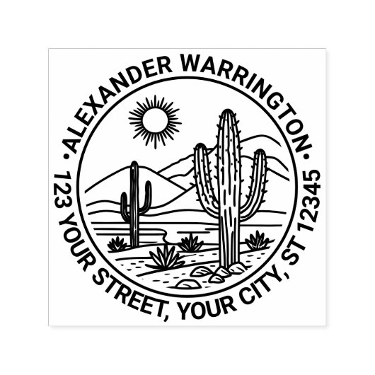 Desert Cactus Landscape #1 Name Rücksendeadresse Permastempel (Design)