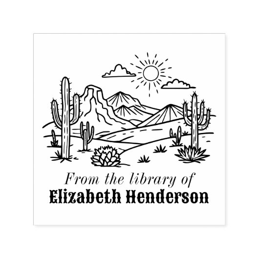 Desert Cactus Landscape #3S SQ Library Name Permastempel (Design)