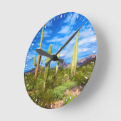 Desert cactus landscape, Arizona Runde Wanduhr (Winkel)