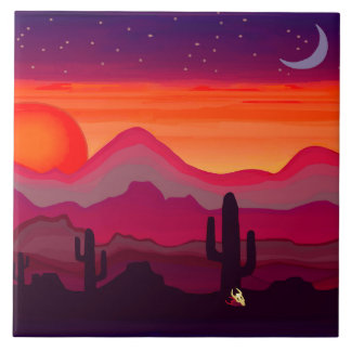 Desert Cactus Moon Fliese