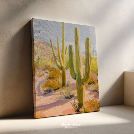 Desert Cactus Painting, Southwestern Wall Art Leinwanddruck