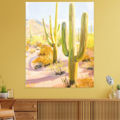 Desert Cactus Painting, Southwestern Wall Art Leinwanddruck (Insitu (Wohnzimmer))