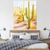 Desert Cactus Painting, Southwestern Wall Art Leinwanddruck (Insitu (Schlafzimmer))