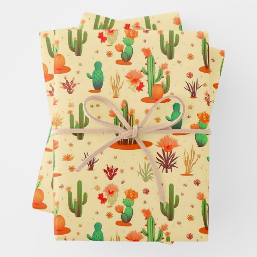 Desert Cactus Pflanze Pattern Western USA Geschenkpapier Set (Beispiel)