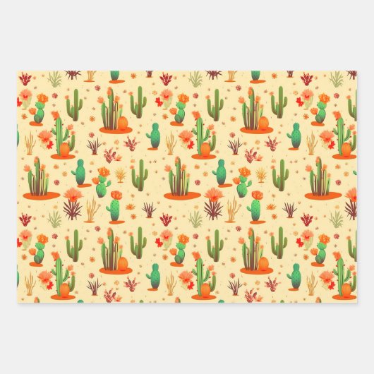 Desert Cactus Pflanze Pattern Western USA Geschenkpapier Set (Vorderseite 3)