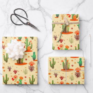 Desert Cactus Pflanze Pattern Western USA Geschenkpapier Set