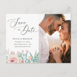 Desert Cactus Photo Save the Date. Elegant Wedding Postkarte