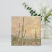 Desert Cactus Plants On Wood Grain Photo Image Karte (Stehend Vorderseite)