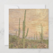 Desert Cactus Plants On Wood Grain Photo Image Karte (Vorderseite)