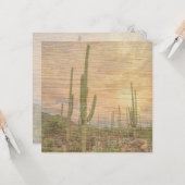 Desert Cactus Plants On Wood Grain Photo Image Karte (Vorderseite/Rückseite Beispiel)