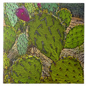 Desert Cactus Prickly Pear Decorative Digital Art Fliese (Vorderseite)