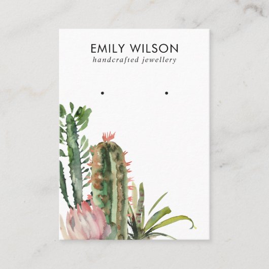 DESERT CACTUS PROTEA FOLIAGE STUD EARRING DISPLAPL VISITENKARTE (Vorderseite)