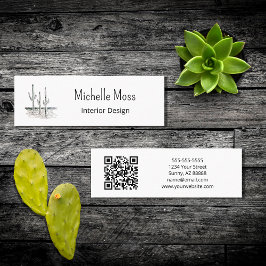Desert Cactus QR code Minimalist Interior Design Mini Visitenkarte