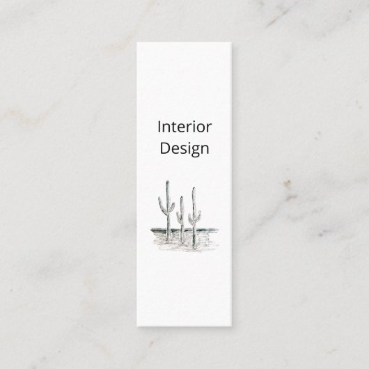 Desert Cactus QR Code Minimalistisch Interior Desi Mini Visitenkarte (Vorderseite)