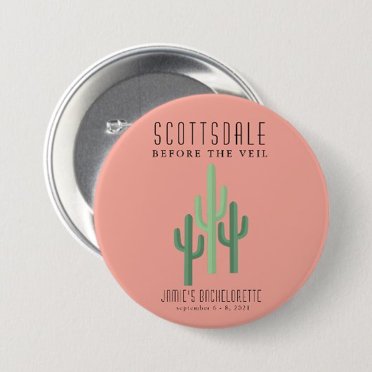 Desert Cactus Scottsdale Bachelorette Button (Vorne & Hinten)
