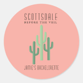Desert Cactus Scottsdale Bachelorette Button Runder Aufkleber