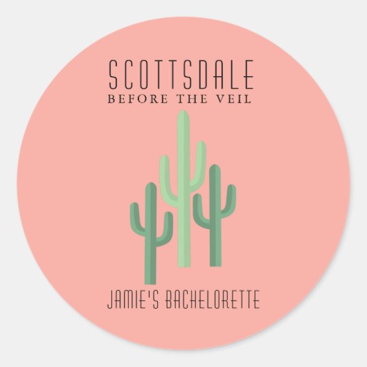Desert Cactus Scottsdale Bachelorette Button Runder Aufkleber (Vorderseite)