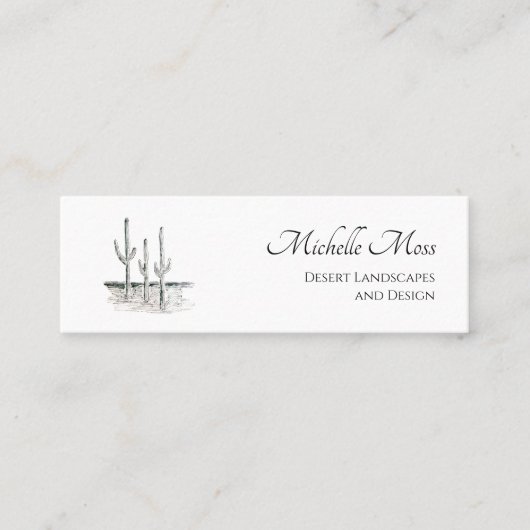 Desert Cactus Southwest Simple Schwarz-weiß Mini Visitenkarte (Vorderseite)