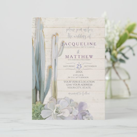 Desert Cactus succulent Modern Typografy Script Einladung (Stehend Vorderseite)