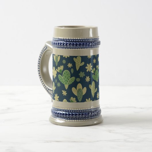 Desert Cactus & Succulent Pattern Bierglas (Vorderseite Links)