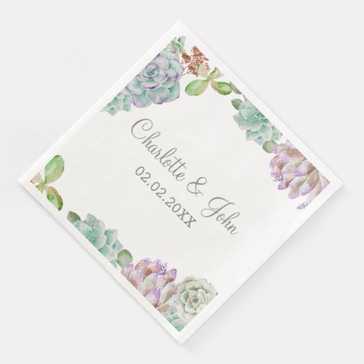 Desert Cactus succulent Wedding Napkins Serviette (Ecke)