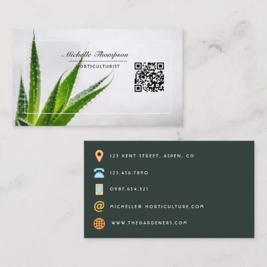 Desert Cactus succulents QR Code Business Card Visitenkarte (Vorne/Hinten)