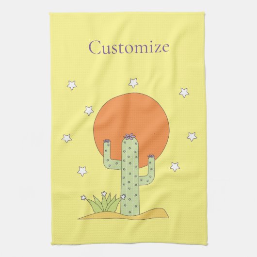 Desert Cactus Sun Thunder_Cove Geschirrtuch (Vertikal)