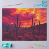 Desert Cactus Sunset Lightning Dramatic Southwest Seidenpapier (Basteln)