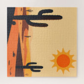 Desert Cactus Sunset Silhouette  Puzzle (Horizontal)