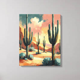 Desert Cactus Under Sunlight – Abstract Canvas Art Leinwanddruck