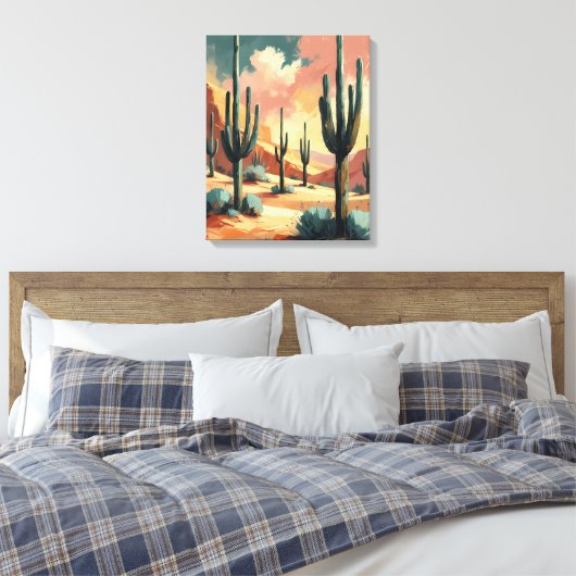 Desert Cactus Under Sunlight – Abstract Canvas Art Leinwanddruck (Insitu (Schlafzimmer))