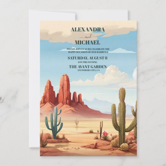Desert Cactus Wedding Einladung (Vorderseite)