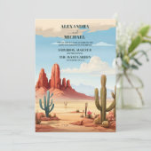 Desert Cactus Wedding Einladung (Stehend Vorderseite)