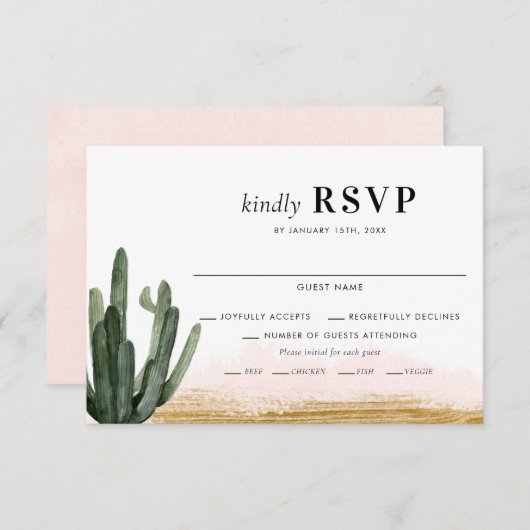 Desert Cactus Wedding RSVP Card (Vorne/Hinten)
