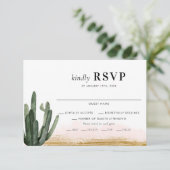 Desert Cactus Wedding RSVP Card Karte (Stehend Vorderseite)
