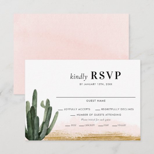 Desert Cactus Wedding RSVP Card Karte (Vorne/Hinten)