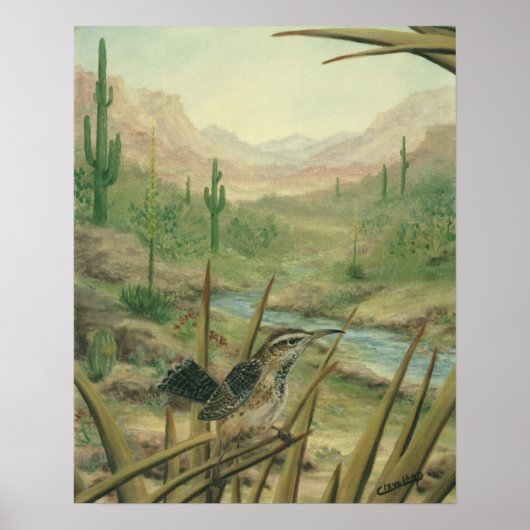 Desert Cactus Wren Poster (Vorne)