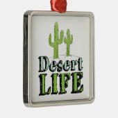 Desert Cactus Wüste Pflanze Kaktus Tree Design Silbernes Ornament (Rechts)