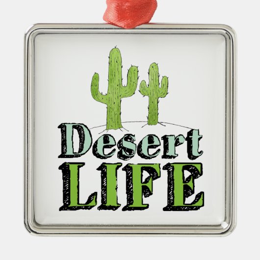 Desert Cactus Wüste Pflanze Kaktus Tree Design Silbernes Ornament (Vorne)