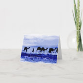Desert Camel Caravan Blue Danke Note Card (Vorderseite)