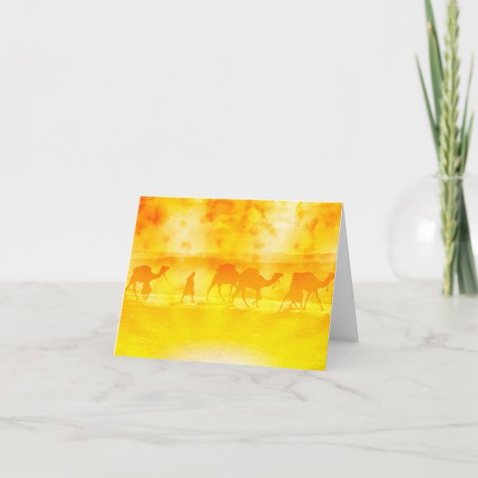 Desert Camel Caravan Sunburst Note Card Karte (Vorderseite)
