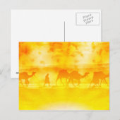 Desert Camel Caravan Sunburst Postcard Postkarte (Vorne/Hinten)