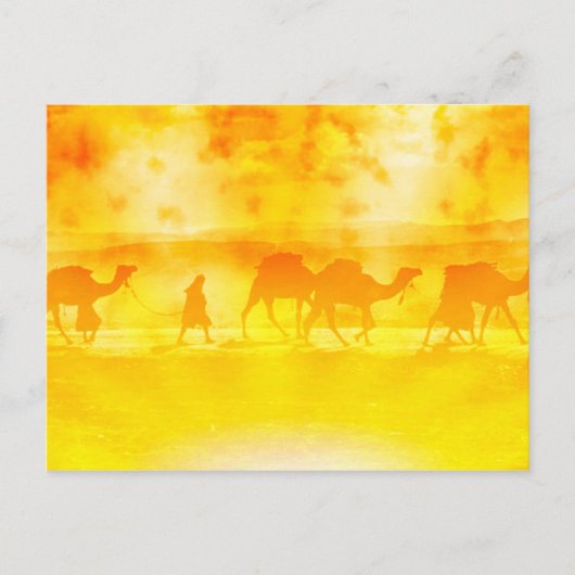 Desert Camel Caravan Sunburst Postcard Postkarte (Vorderseite)