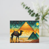 Desert Camel Egyptian Pyramids Postkarte (Stehend Vorderseite)