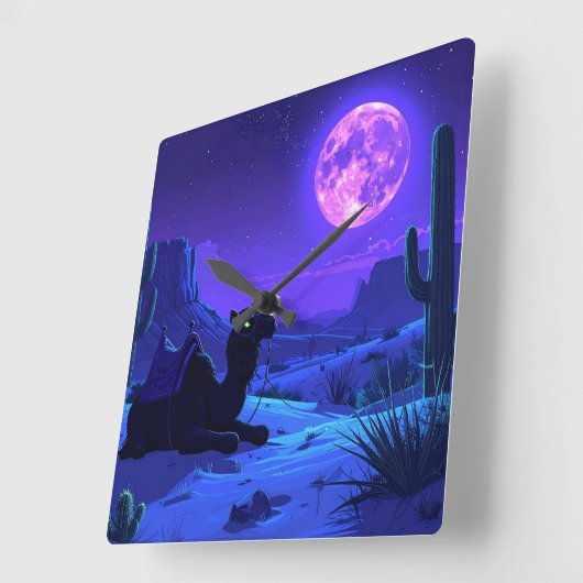 Desert Camel Mousepad Quadratische Wanduhr (Winkel)