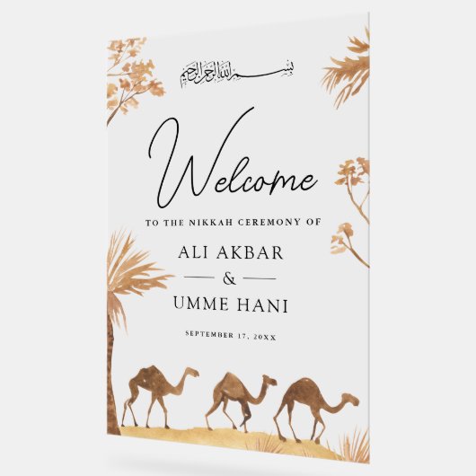 Desert Camel Muslim Wedding Welcome Acrylschild (Winkel)