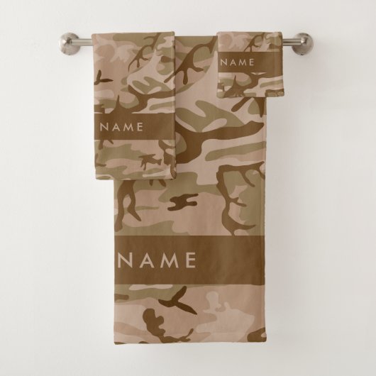 Desert Camouflage Pattern, Ihr Name, Personalisier Badhandtuch Set (Insitu)